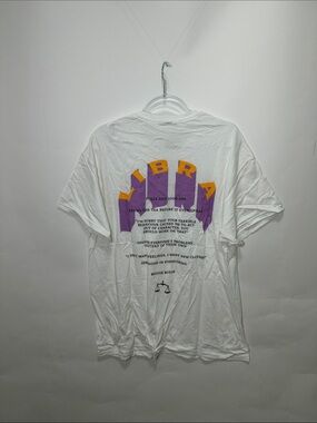 Nasty Gal White Short-Sleeve Tee with Purple & Yellow Libra Graphic